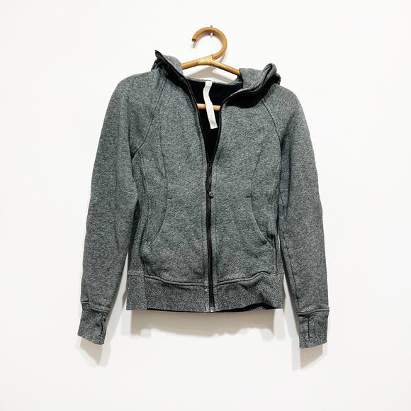 Lululemon Heather Grey Scuba zip up hooded sweater Size 4 - Picture 1 of 3